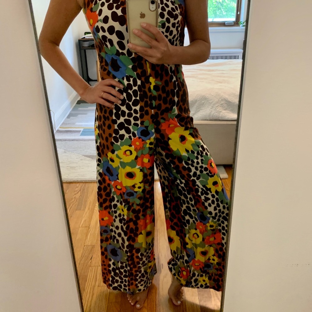 Vintage floral animal print jumpsuit
